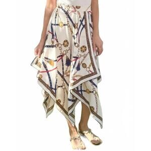 NEW STACY BRADLEY midi scarf skirt in beige